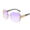 New Arrival Luxury Diamond rimless sunglasses Good Quality women Fashion Oval goggle sun glasses for Travel