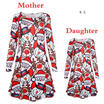 UK STOCK KIDS BABY GIRL XMAS MOTHER & DAUGHTER CHRISTMAS PRINT DRESS Party Dress