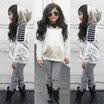 UK Toddler Kids Baby Girl Outfit Set Clothes Sequin T Shirt Top Striped Pants
