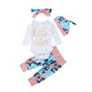 4pcs Newborn Kid Baby Girl Floral Clothes Jumpsuit Romper Bodysuit Pants Outfits