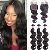 SZC Brazilian Virgin Hair Body Wave with Closure Mink Brazilian Hair Bundles with Closure Human Hair with Middle Part Top Closure