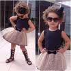 Hot Kid Baby Girl Sleeveless Round Collar TopLace Dress 2Pcs Suit Outfit set K