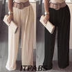 Fashion Women Chiffon Casual Pants Sexy Pleated Loose Wide Leg Trousers Dress CA