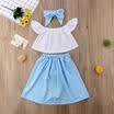 2018 Summer Girl Kid Lace Off-shoulder Top Pants Princess Dress Party Summer Set
