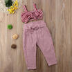 Canis Kids Baby Girls Plaid Crop Top VestCasual Long Pants 2pcs Outfits Set
