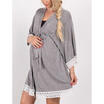 Pregnant Women Maternity Lace Dress Cotton 34 Sleeve Night Robes Long Sleepwear