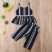 2PCS Toddler Kids Baby Girl Vest T-shirt Tops Stripe Pants Party Clothes Set