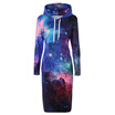 Drawstring Hooded 3D Galaxy Print Dress