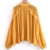 US Fashion Women Ladies Long Sleeve Loose Chiffon Top Causal Lace Shirt Blouse