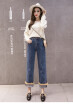 2018 jeans fashion wide-leg trousers mink hair fashion loose Hong Kong flavor women catch hair thickening