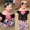 2018 Summer Kids Baby Girl Off Shoulder Lace Tops Floral Flared Pants Clothes US