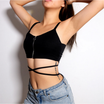 Canis Women Knit Crochet Spaghetti Strap Vest Cami Tank Crop Tops Shirt BlouseUK