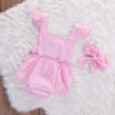 Cute Infant Baby Girls Lace Floral Romper Jumpsuit Bodysuit Headband Outfits Set