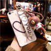 Phone Cases For iPhone8 2018 new Arrival Fashion Covers Soft TPU With Wristband Kickstand Hand rope Small Bear case