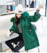 Winter 2018 winter down jacket ladies pure color temperament Korean version of the loose long cap cotton dress with real fur coll