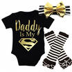 Newborn Baby Boy Girl Clothes Set Top Romper Leg Warmer Bow Headband Outfits Set