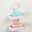 Jingdong Supermarket Shengyi Shangpin Shuangjia Sucker Soap Box Creative soap box Bathroom Shelf Double grid Lek soap rack Saponin blue