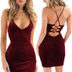 Sexy Women Velvet Bodycon Clubwear Party Cocktail Evening Pencil Midi Dresses