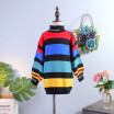 New Fall Girls Multi Colors Full Striped Long Sleeve Pullover Crew-neck Knitting Sweater for Girl Winter Tops Clothes