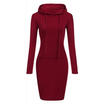 US Women Casual Hooded Hoodie Long Sleeve Sweater Pocket Bodycon Tunic Dress Top