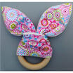 Safety Wooden Natural Baby Rabbit Teething Ring Cute Teether Bunny Sensory Toy
