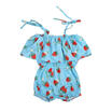 Sleeveless Infant Baby Girls Strawberry Romper Bodysuit Jumpsuit Outfit UK Stock