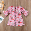 Kids Baby Girls One Picece Dress Long Sleeve Cartoon Skirts Cotton Costume 0-4T