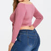 Plus Size XL-5XL Women T-Shirt Blouse Ladder Off Shoulder Long Sleeve Crop Tops