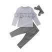 3Pcs Toddler Kids Baby Girl Cotton Ruffle Plaid Tops Long Pants Outfits Clothes
