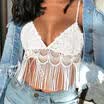 Women Long Sleeve Crochet V-neck Loose Casual Pullovers Plain Blouse Shirt Tops