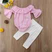Newborn Baby Kids Girls Plaid Floral T-Shirt Tops Hole Pants Outfits Set Clothes