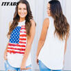 Casual Women Vest Summer Loose Star Print Sleeveless Tank T-Shirt Top Blouse