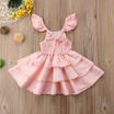 Toddler Baby Girls Check Ruffled Dress Party Pageant Tutu Dresses Skirts Clothes
