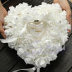 Wedding Ceremony Ivory Satin Crystal Flower Ring Bearer Pillow Cushion