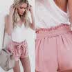 Womens Holiday Lace Up High Waist Pocket Ladies Summer Beach Hot Pants Shorts