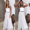 New Women Summer High Waist Soft Wide Leg Casual Beach Pants Loose Trousers AU