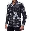 Mens Slim Fit Flolar Long Sleeve Clothes Shirts Casual Blouse Tops NEW Luxury
