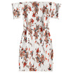 Smocked Off Shoulder Floral Bodycon Dress