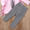 Toddler Kid Baby Girl Tassel Clothes Tops Dress Striped Pants Legging Outfit Set