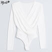 Womens Plunge V Neck Bodycon Knit Sleepwear Bodysuit Short Romper Leotard Tops