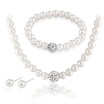 Pearl Jewelry Sets Luxury Rhinestone Ball Pearls Necklace Earrings Bracelet Sets