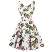 Vintage V Neck Floral Print Pin Up Party Dress
