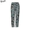 Women Camouflage Printed Casual Pants Elastic Long Pants Ladies Loose Trouser US