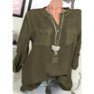 UK Women longSleeve Baggy Cotton Linen Casual Shirt pocket Tops Blouse Plus Size