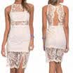 New Women Sexy Black White Sleeveless Lace Dress Backless Evening Party Dress