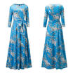 Womens Casual Floral Printed Long Maxi Dress Long Sleeve SunDress Plus Size