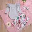 3PCS Set Newborn Baby Kids Girl Clothes Romper Shirt TopsFloral Pants Outfits