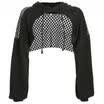 UK Womens Party Club Long Sleeve Sexy Mesh Fish Net Hooded Sweatshirt Crop Tops