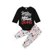 US Newborn Baby Boy Girl Christmas Cartoon Tops Romper Long Pants Outfit Clothes