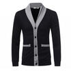 Fashion Men Long Sleeve V Neck Button Closure Casual Slim Cardigan Sweater Coat